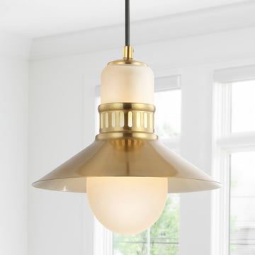 Colin Adjustable Iron/Glass Retro Hurricane LED Pendant - JONATHAN Y